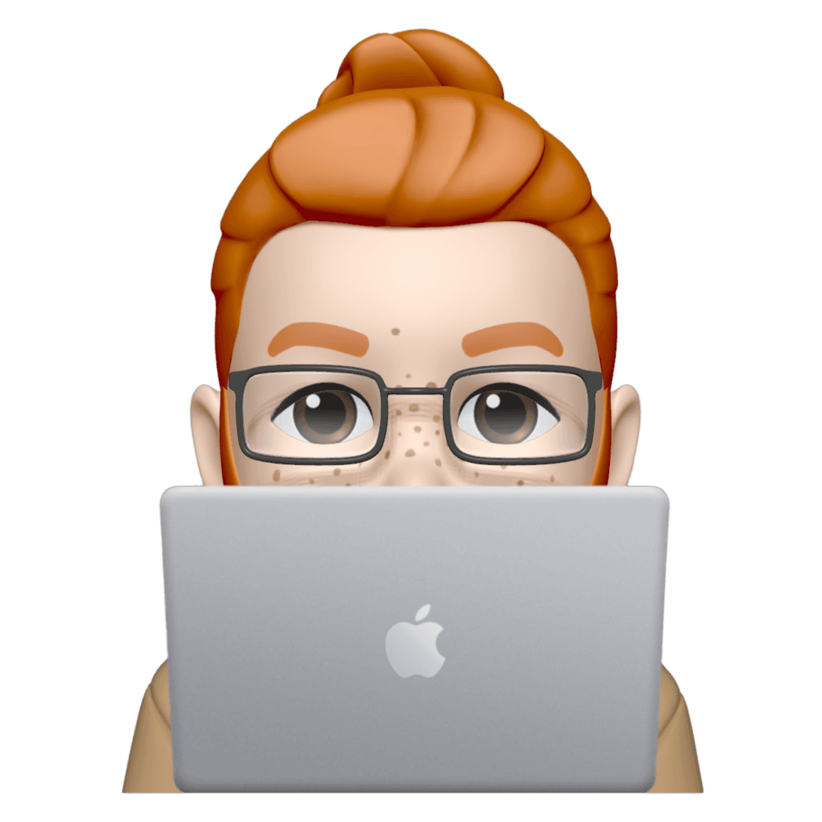 Person peeking from behind laptop